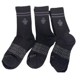 Bombas Unisex Men's Crew Socks Black Honeycomb 3 Pair Ribbed Small Medium NEW